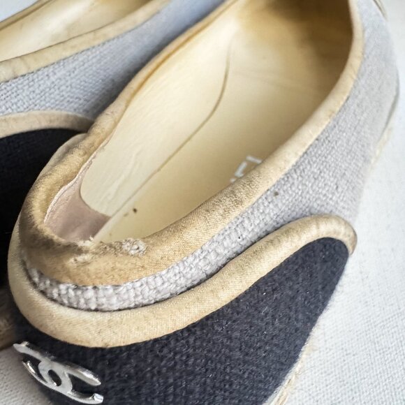Chanel Two Tone Color block Canvas Classic Espadrilles 38 - Picture 9 of 13
